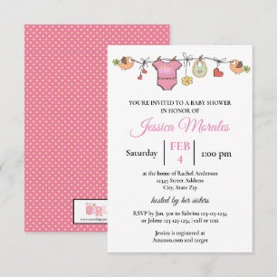 Girl Laundry - 3x5 Baby Shower Einladung