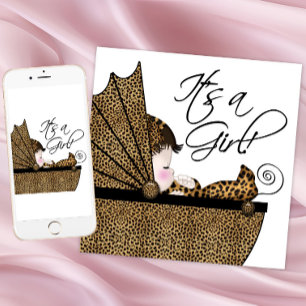 Girl Leopard Baby Shower Einladung