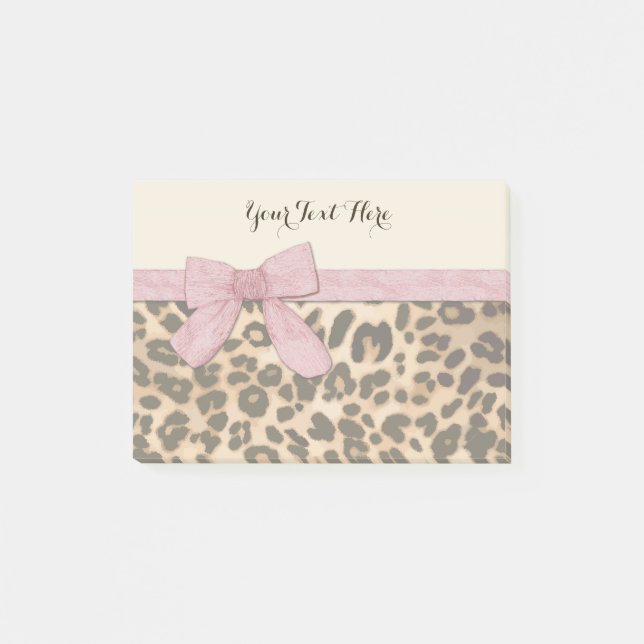 Girl Leopard Print Baby Pink Bow Post-it Klebezettel (Vorderseite)
