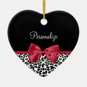 Girl Leopard Print helle rote Band mit Namen Keramik Ornament