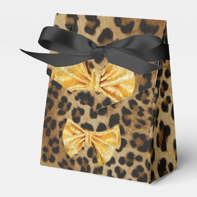 Girl Leopard Print mit Bling Gold Bow Geschenkschachtel (Vorderseite)