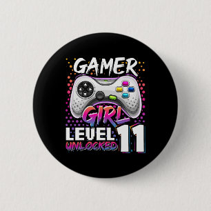 Girl Level 11 Entsperrtes Videospiel 11. Geburtsta Button