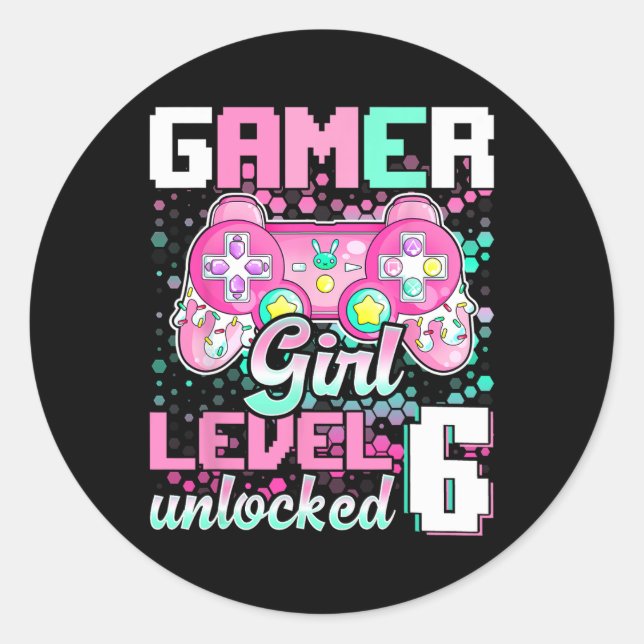 Girl Level 6 unverschlossenes Videospiel 6. Geburt Runder Aufkleber (Vorderseite)