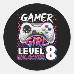 Girl Level 8 unverschlossenes Videospiel 8. Geburt Runder Aufkleber