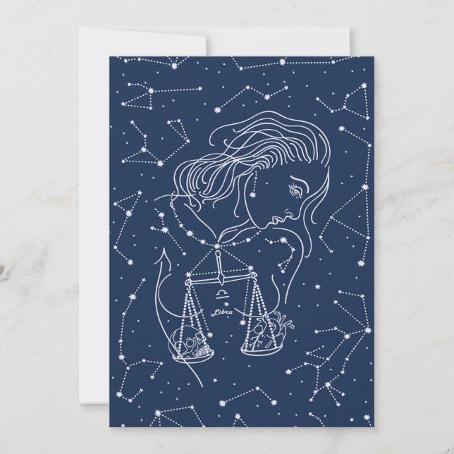 Girl Libra Zodiac Sign Einladung (Vorderseite)