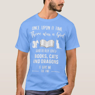 Girl Liebe Book Cat & Dragon Librarian Bookworm Bo T-Shirt