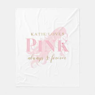 Girl Liebe Pink Forever Silhouette und Name Fleecedecke