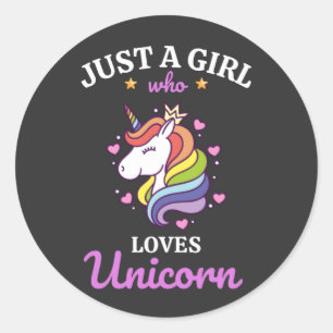 Girl Liebe Unicorn Runder Aufkleber