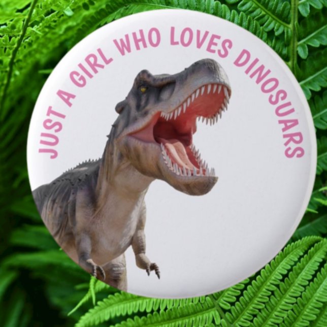 GIRL Lieben Dinosaurier Button (Bring your dream party to life with our selection of quality Dinosaur themed party supplies )