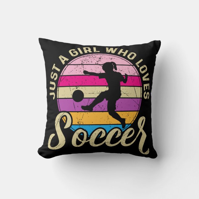 Girl Lieben Fußball Bunter Sonnenuntergang Kissen (Vorderseite)