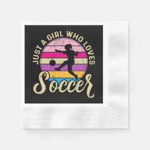 Girl Lieben Fußball Bunter Sonnenuntergang Serviette