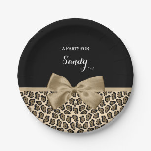 Girl Light Brown Jaguar Niedlich Brown Bow mit Nam Pappteller