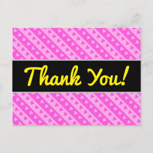 Girl Light Pink & Dark Pink Herzstreifenmuster Postkarte