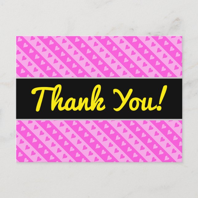 Girl Light Pink & Dark Pink Herzstreifenmuster Postkarte (Vorderseite)