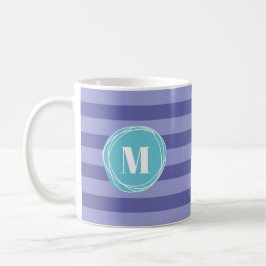 Girl Lila Aqua Stripes Monogramm Kaffeetasse