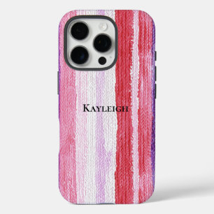 Girl Lila Blush Pink Rote Streifen iPhone 16 Pro Hülle