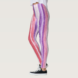 Girl Lila Blush Pink Rote Streifen Leggings