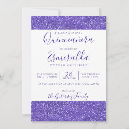 Girl Lila Glitzer Sparkle Quinceanera Einladung