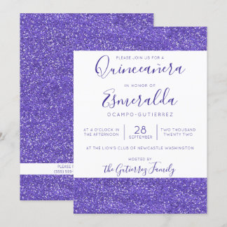 Girl Lila Glitzer Sparkle Quinceanera Einladung
