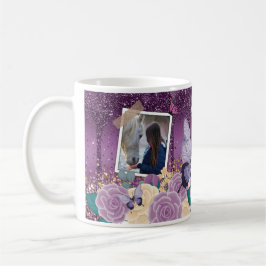 Girl-Lila Imitate mit Blumenmuster Funkelnd Zwei F Kaffeetasse