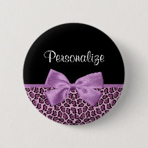 Girl Lila Jaguar Print Niedlich Bow mit Namen