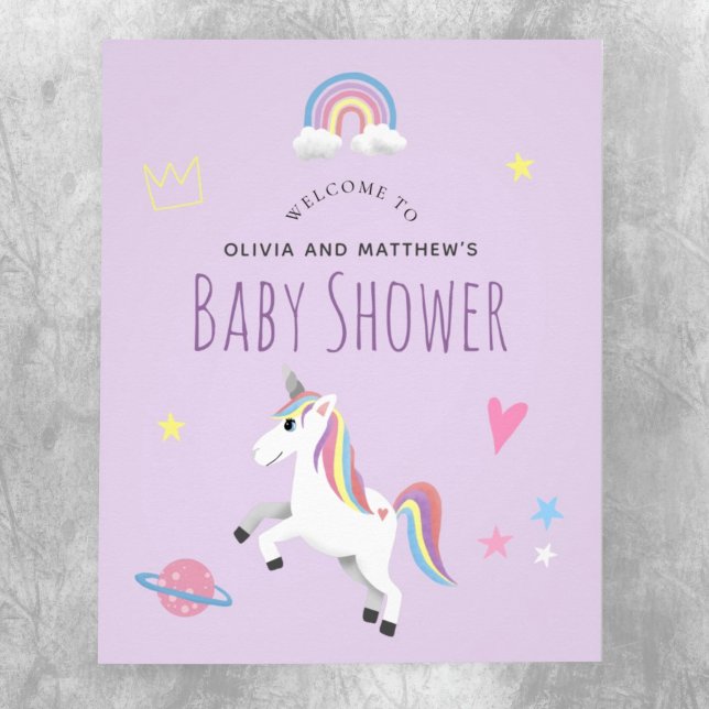 Girl Lila Unicorn Kinderdusche Begrüßungszeichen Poster (Von Creator hochgeladen)