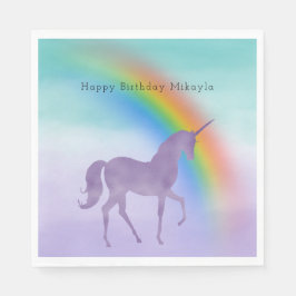 Girl Lila Unicorn Rainbow Personalisiert Serviette