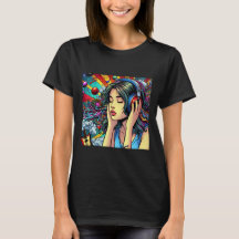 Girl Listing to Music on Headphones Psychedelic