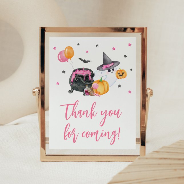 Girl Little Boo Baby Shower Vielen Dank für Ihr Ko Poster (Ghost Halloween Baby Shower Thank you for Coming Sign)
