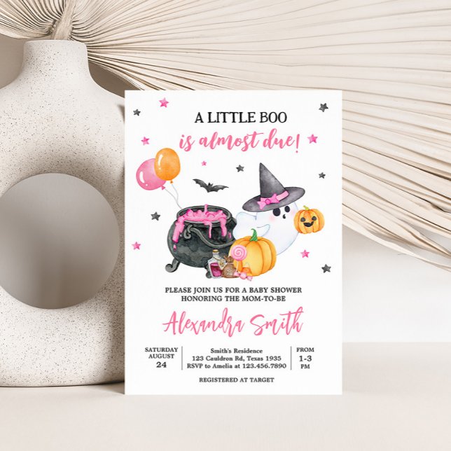 Girl Little Boo Ghost Baby Shower Einladung (Ghost Halloween Baby Shower Invitation
)