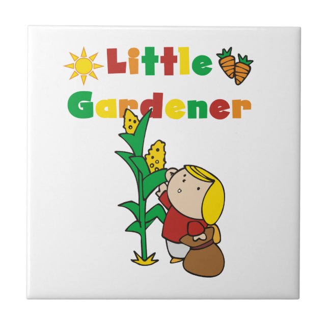 Girl Little Gardener Fliese (Vorderseite)