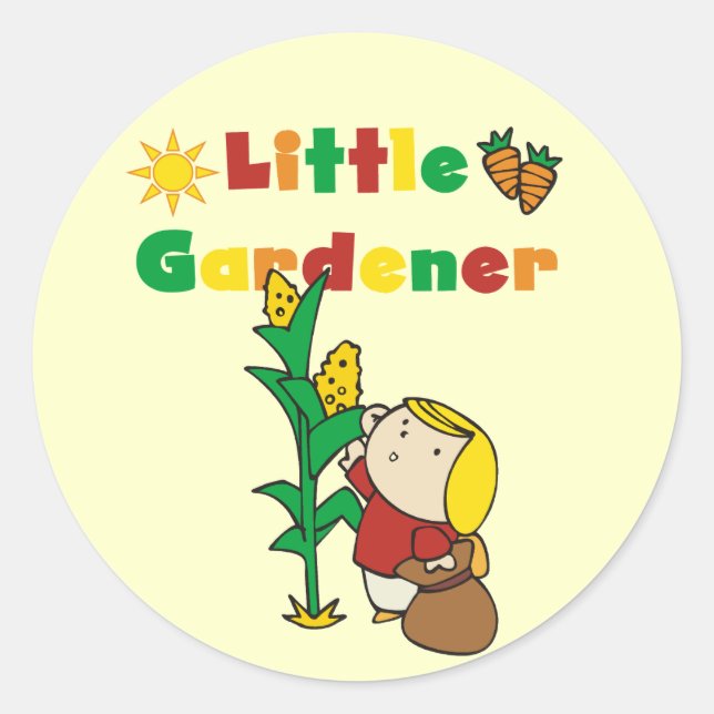 Girl Little Gardener Tshirts und Geschenke Runder Aufkleber (Vorderseite)
