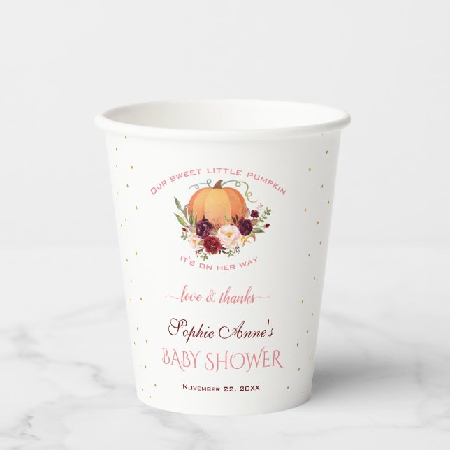 Girl Little Pumpkin Erntedank Kinderdusche Pappbecher (Vorderseite)
