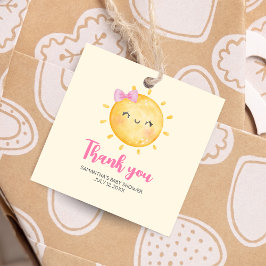 Girl Little Ray of Sunshine Baby Shower Square Geschenkanhänger