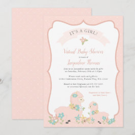 Girl Llama Pink Kinderdusche Einladung