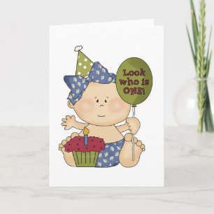 Girl Look Who is One Birthday Tshirts and Gifts Karte