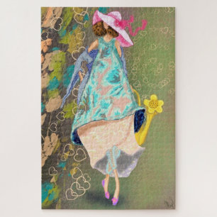 Girl Love Spring Flowers Drawing Fantasy Fairytale