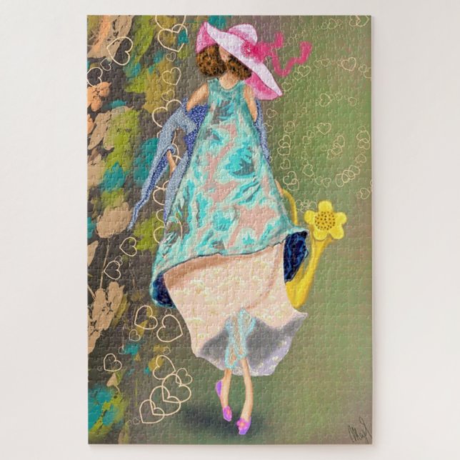 Girl Love Spring Flowers Drawing Fantasy Fairytale (Vertikal)