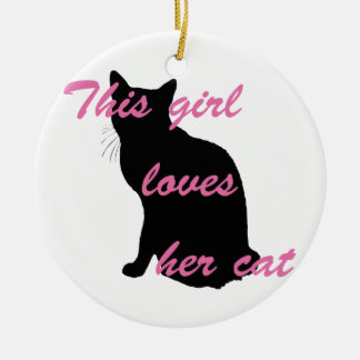 Girl loves cat keramik ornament