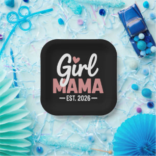 Girl Mama Est 2026 Schwangerschafts-Offenbarung Ne Pappteller