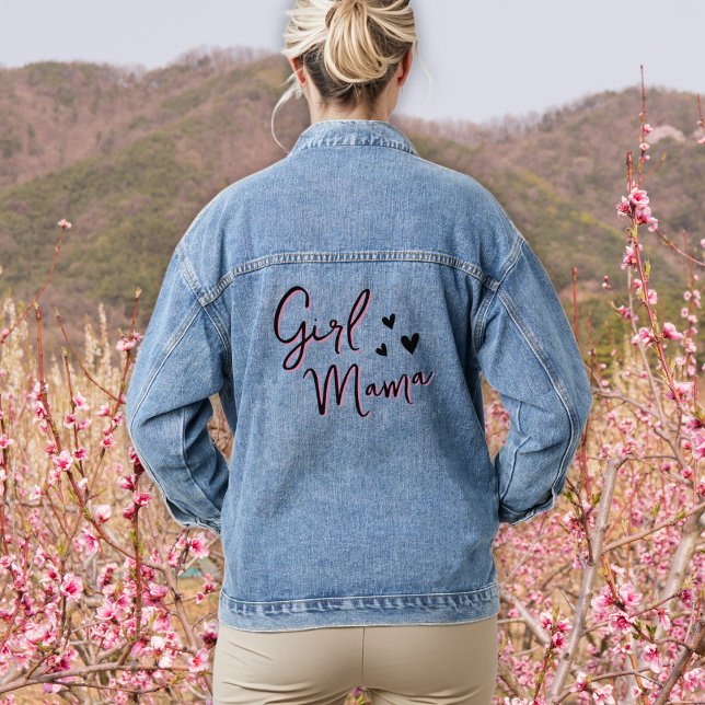 Girl Mama Heart Script Jean Jacket (Créateur téléchargé)