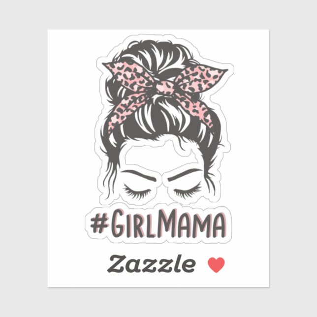 Girl Mama Messy Bun Girl Mama Aufkleber (Blatt)
