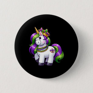 Girl Mardi Gras Princess Unicorn Festivals Grafik Button