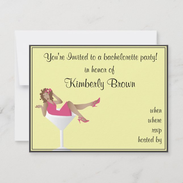 Girl/Martini Glass Bachelorette Party Invitation Einladung (Vorderseite)