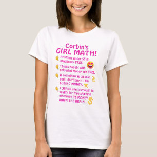 Girl Math Funny Personalisiert T-Shirt
