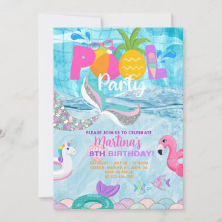 Girl Meerjungfrau Pool Party, Pool Bash Sommer ein Einladung