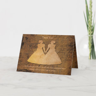 Girl Meets Girl Lesbian Wedding Dankeschön Card Dankeskarte
