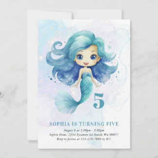 Girl Mermaid Birthday Einladungen