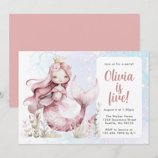 Girl Mermaid Birthday Einladungen