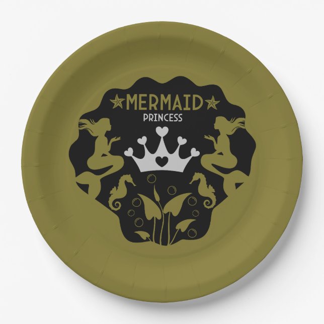 Girl Mermaid Princess Pappteller (Vorderseite)
